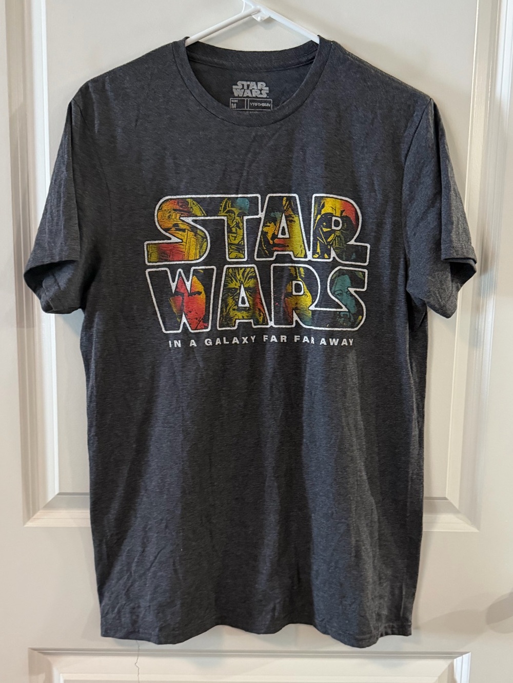 Star Wars Men's Charcoal Tee with Multicolor Logo